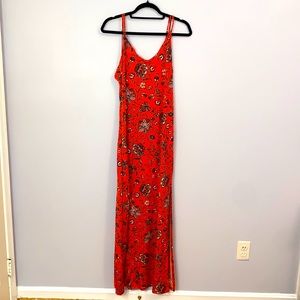 Bright Orange Floral Maxi Dress